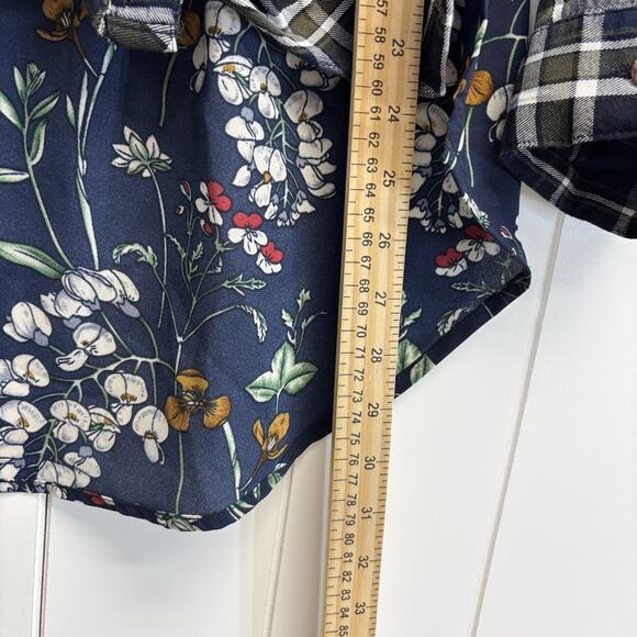 Figueroa &‎ Flower Womens Boho Indie Plaid Floral High Low Top Size M Cottage - Picture 6 of 9